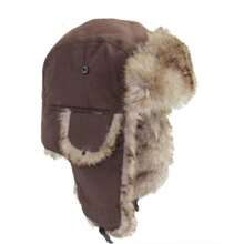 1pc A Winter Velvet Lei Feng Hat Warm Hat Polyester Waterproof Hunter Hat Ear Protection Windproof Cold Winter Outfits - Brown - View 2