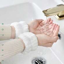 2入組臉部洗潔用手帶套裝,防水袖口套,防濕吸汗手護具 - 白色 - 查看 3