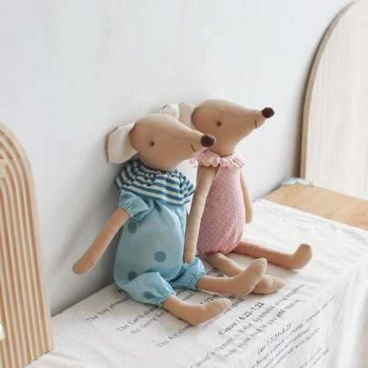 Neue Süße Waldtier Puppe Kinder Spielzeug Kleine Süße Rosa Schleife Und Blaue Maus Puppe Kindergeburtstag Geschenk Dekorationen Zuhause