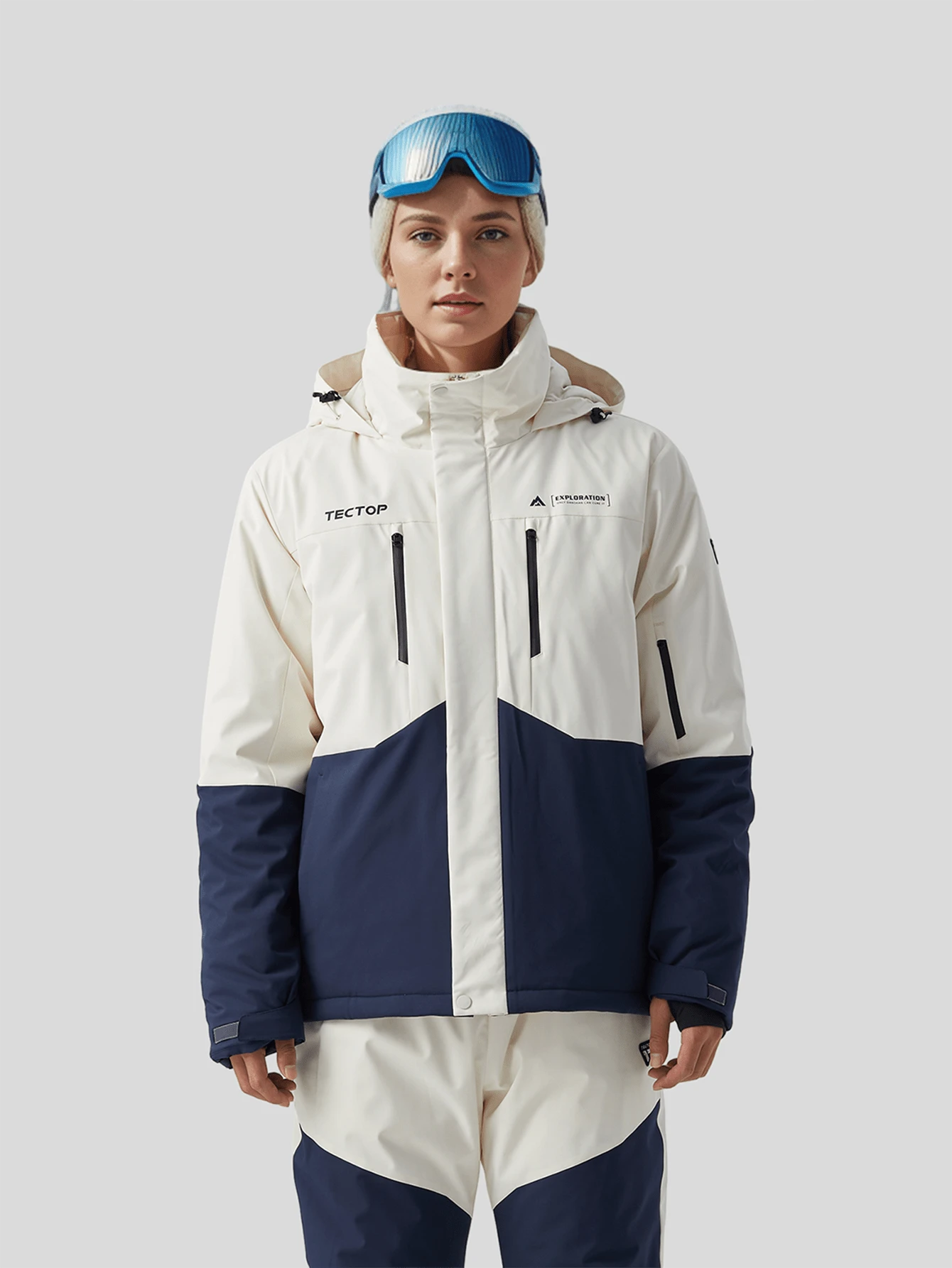 TECTOP Women's Ski Jacket, Waterproof Outdoor Wear With Multiple Pockets And Zipper Design, Suitable For Winter Snow Sports - White - View 1