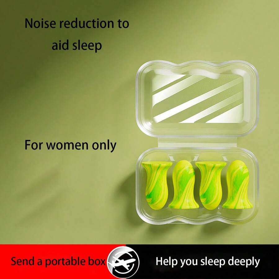 4入組睡眠降噪耳塞,超級隔音耳塞,完全降噪,安靜的夜間學習,抗噪,宿舍,睡眠等 - 螢光綠 - 查看 1