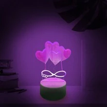 1個卡通心形夜燈,3d心形桌燈用於家居裝飾,情人節禮物及假日紀念品 - 白色 - 查看 4