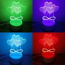 1個卡通心形夜燈,3d心形桌燈用於家居裝飾,情人節禮物及假日紀念品 - 白色 - 查看 5
