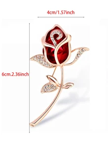 1pc High-End Red Rose Brooch, Great As A Gift For Mom - Multicolor - View 5