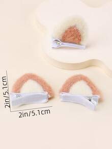 4pcs Furry Cat Ears Hair Clips For Girls,Cute Animal Ears Traceless Clips,Winter Alligator Barrettes,Kids Baby Hair Accessories. - Multicolor - View 4