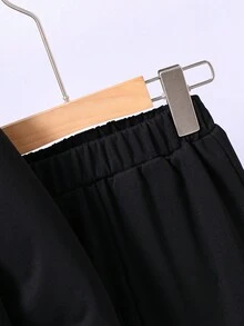 少女貓印花連帽衫和運動褲套裝 - 黑色 - 查看 5