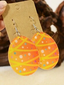 1對亞克力蛋形手繪紋理彩色復活節蛋設計耳環,適合孩子、朋友和女性的絕佳禮物 - 亞克力耳環 - 查看 6