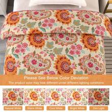 Qucover Tagesdecke Baumwolle 230x250 cm Bettüberwurf 220x240 Doppelbett Sofa Überwurf mit Paisley Sonnenblume Muster Gesteppte Decke in Vintage Stil - Verschiedenfarbig - Übersicht 6
