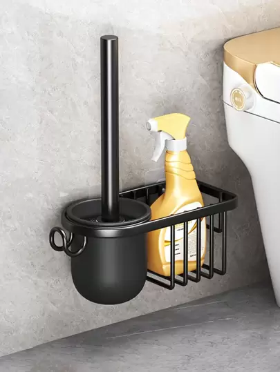 1 件壁挂式马桶清洁刷套装，太空铝材质，带刷头的浴室家用工具，易于安装，无需钻孔浴室装饰秋季装饰