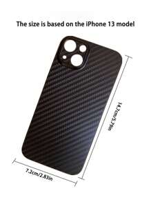 1pc Black Ultra-Thin Carbon Fiber Texture Phone Case Compatible With IPhone - Black - View 6