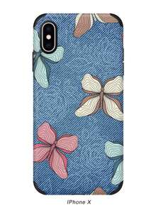1 chiếc nơ & in hiệu ứng denim chống rơi, chống sốc, dây buộc & giá đỡ nhẫn, vỏ điện thoại vẽ tay bằng da thủ công, tương thích với iPhone 14 Pro Max - Màu xanh lam - Xem 22