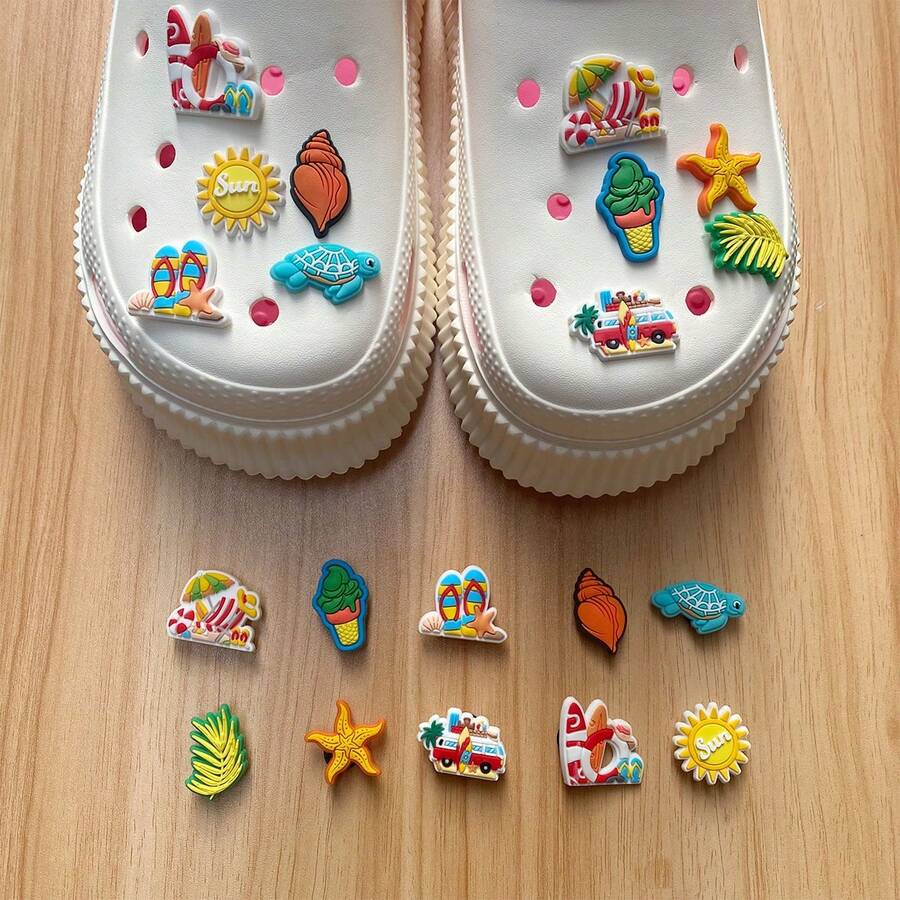 10件/套海灘派對個人化時尚歐美日韓跨境鞋花裝飾 - 彩色 - 查看 1