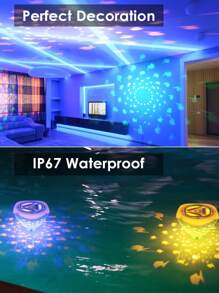 漂浮游泳池燈,魚紋1入組彩色變換游泳池燈水下漂浮,4種顏色2種模式,發光熱水浴缸池裝飾玩具(需3aaa電池,不含) - 彩色 - 查看 5