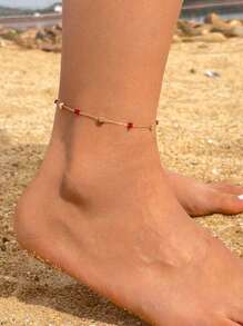 imoli 1pc Fashionable Doughnut & Rhinestone Charm Anklet For Women For Gift - Multicolor - View 4