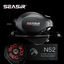 Seasir Cast X2 跑魚捲線器 7.3:1 混合陶瓷軸承碳纖維墊圈 雙重軸承系统 N52煞車魚捲軸 - 黑色 - 查看 8