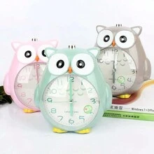 Pink Cartoon Cute Owl  Mute Desktop Alarm Clock Lovely Student Wake Up Table Alarm Clock With Backlight  For Kid Beedroom - Pink - View 5