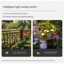 太陽能戶外螢火蟲花園燈,草坪燈,氛圍燈,植物燈,防水地面插入燈 - 太陽能螢火蟲暖白-10燈 - 查看 4