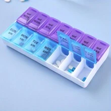 1 Portable Medicine Box, Pill Sorting Box, 7 Daily Compartments, Am Pm Slot, Weekly Dose Container, Pill Rack, Pill Dispenser With Braille - Multicolor - View 4