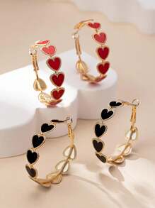 1副歐美時尚&誇張淑女&可愛金色漸變油滴心形大圈墜耳環,適合女性日常佩戴&送禮&珠寶配件 - 耳環 - 查看 1