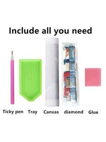 1套diy鑽石繪畫套件,不含框架,包括不同大小的鑽石 - 彩色 - 查看 6