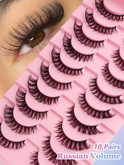 Asiteo 10 Pairs/Pack Fluffy Volume False Eyelashes Dramatic Messy Mink Lashes Wispy Long 8D Volume Fake Eyelash Strips Foxy Eye Lifting Look Extension Full Eyelash Strip To Lengthen And Volumize The Outer Corner Of Your Eye Beauty Makeup Strip Lashes,Lashes,Eyelashes,Fake Lashes
