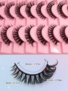 Asiteo 10 Pairs/Pack Fluffy Volume False Eyelashes Dramatic Messy Mink Lashes Wispy Long 8D Volume Fake Eyelash Strips Foxy Eye Lifting Look Extension Full Eyelash Strip To Lengthen And Volumize The Outer Corner Of Your Eye Beauty Makeup Strip Lashes,Lashes,Eyelashes,Fake Lashes - Black - View 7
