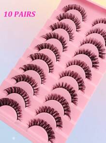 Asiteo 10 Pairs/Pack Fluffy Volume False Eyelashes Dramatic Messy Mink Lashes Wispy Long 8D Volume Fake Eyelash Strips Foxy Eye Lifting Look Extension Full Eyelash Strip To Lengthen And Volumize The Outer Corner Of Your Eye Beauty Makeup Strip Lashes,Lashes,Eyelashes,Fake Lashes - Black - View 4