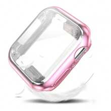 1 个 Apple Watch 表壳，完全包裹在 TPU 材料中以提供全面保护，电镀奢华反光设计，适用于所有 Apple Watch 型号 - 粉色 - 查看 1