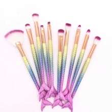 Kit de pincéis de maquiagem 10 pçs sereia, conjunto profissional, kits de ferramentas de alta qualidade para sobrancelha e delineado - Multicolorido - Visão 1