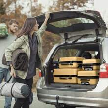 4 件行李箱套装，ABS 硬壳行李箱套装，双轮，带 TSA 锁，紫色兰花学校巡航必备品，宿舍必备品，大学必备品，学校旅行行李箱，行李箱，耐用 - 芥末黃 - 查看 5