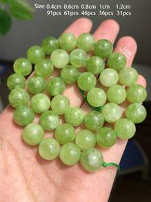 天然石藍玉髓藍寶石天使石玉圓珠,適用於首飾製作diy手鍊配件15吋 - 橄欖綠 - 查看 2