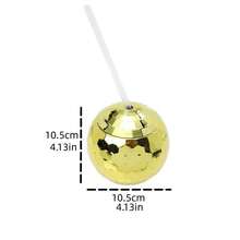 600毫升迪斯科鍍膜閃光球形塑料杯,附吸管適用於女孩和女性 - 玫瑰金 - 查看 8