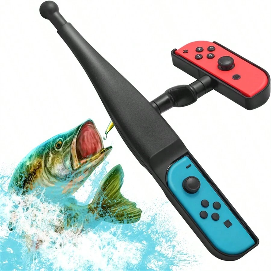 与 Switch 兼容的钓鱼竿，与 Switch 兼容的钓鱼游戏配件《传奇钓鱼》- Switch 标准版和：《强袭冠军版》 - 黑色 - 查看 1
