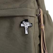 1件创意可爱个性化十字形服装/包包配饰胸针，带卡通设计，适合日常佩戴和搭配 - 彩色 - 查看 3