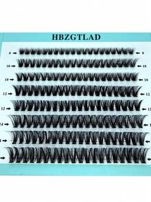 HBZGTLAD 新款8排混合長度條狀睫毛,160股40d單根手工織造,3d貂毛假睫毛 - 黑色 - 查看 4