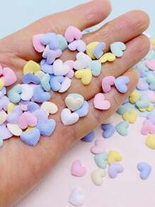 80pcs Mini Fabric Heart Shaped Diy Jewelry Accessories, Clothing & Bag Decoration Materials For Kids - Multicolor - View 2