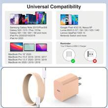Charger Fast Charging,20W USB C PD IPad Charger Pink-1Pack 3FT 60W Type C To C IPhone 15 Charging Cable Cord Compatible With IPhone 15/15 Plus/15 Pro Max,IPad Pro 12.9/11 Inch/4/3 Gen/Air/Mini - Pink - View 8