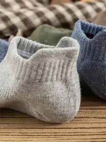 10pairs/set Men's Mesh Breathable Retro & Minimalist Style Short Socks With Tabs - Multicolor - View 3