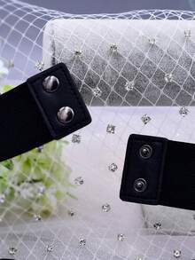 1條時尚的彈性腰帶,鑲有鑽石和珍珠裝飾,適合晚宴晚禮服,寬鬆服裝配件 - 銀色 - 查看 4