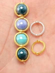 50 件銀色環珠,框架金色橢圓形框架間隔珠連接器,適用於 Diy 項鍊手鍊耳環吊墜珠寶製作配件 - 銀色 - 查看 5