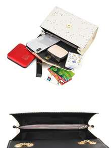 1入流行多功能女式單肩和斜跨包,鏈條和手柄設計小方包 - 白色 - 查看 5