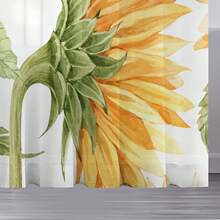 2入組多色向日葵元素印花通簾紗簾幕,適用於家居裝飾-臥室、辦公室、廚房、客廳和書房 - 彩色 - 查看 6