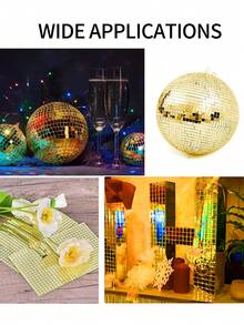 1卷(1464片)自粘式馬賽克玻璃牆貼紙和480片自制鏡子貼紙(具有閃閃發光效果),適用於家庭裝飾、ktv等場所 - 金色 - 查看 4