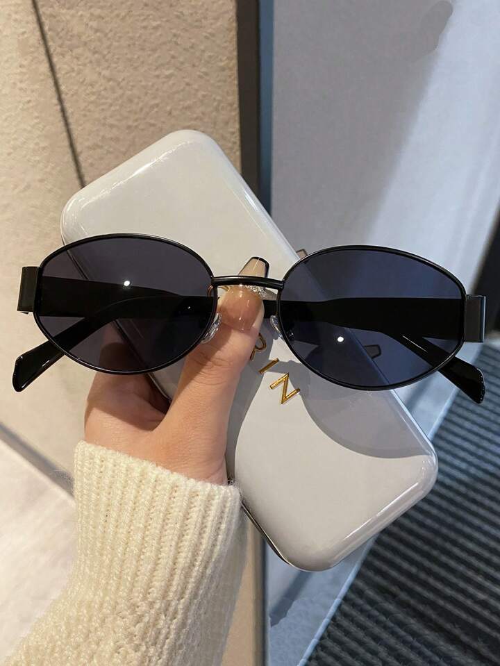 1 par de gafas de moda de uso diario para mujer de montura pequena ovalada retro y personalidad de moda