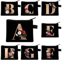 1 pieza Bolsa de cosméticos con patrón floral en 3D de letras, bolsa de maquillaje con cremallera espaciosa, bolsa de aseo resistente, organizador de accesorios de viaje para mujeres, decoración en rosa para habitación, dormitorio, baño, sala de estar, escritorio, cosas de viaje y regalos para bodas, cumpleaños, año nuevo, accesorios para padres, amigos, maestros, hombres y mujeres. Divertido organizador de almacenamiento para joyas y perfumes en cajas y contenedores de almacenamiento