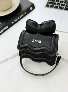 Kids Shoulder Bag, Fashionable Mini Bow Knot Chain Crossbody Bag For Toddler Girls