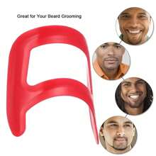 1pc Goatee Beard Shaper Shaving Template Shaping & Edge-Up Tool For Goatee Trimming Lineup Grooming Kit For Men Self Cut Guide - Red - View 2