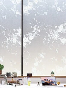 1 Roll Multiple Sizes And Styles Available PVC Self Adhesive Stained Glass Vinyl Tint Decorative Insulation Privacy Window Stickers For Office Warehouse And Living Room Bedroom Kitchen Bathroom Sliding Glass Door, Christmas And Other Holiday Decorations - Yellow - View 2