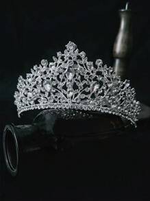 1pc Ladies' Silver Multifunctional Bridal Crown, Princess Wedding Dress, Luxury Rhinestone Decor Hair Accessory, Great For Fashion Show, Photo Studio, Birthday And Other Celebrations Royal Tiaras - Silver - View 1