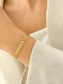 Women's Stainless Steel Chain Bracelet, Hip Hop Jewelry - Gold - View 1